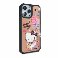 【apbs】三麗鷗 Kitty iPhone 13 Pro Max / 13 Pro / 13 軍規防摔鏡面水晶彩鑽手機殼(凱蒂夜未眠)