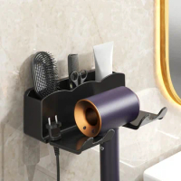 Wall Mounted Hair Dryer Holder for Dyson Hair Dryer Stand Bathroom Shelf Shaver Straightener Storage Rack Bathroom Organizer