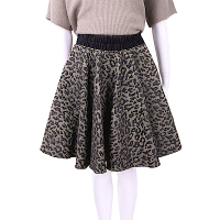 SI-JAY 黑色豹紋棉質傘狀短裙