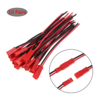 10 Pairs 100/150/200mm JST Plug Male Female Connector 22AWG Cable for RC Car Boat Drone Airplane Battery DIY