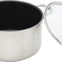 6.3 Quart Stainless Steel Nonstick Dutch Oven Induction Compatible Soup Pot with Tempered Glass Lid Dishwasher and Oven Safe