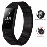 Compatible replacement band for Fitbit Charge 3/4, nylon black