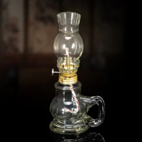 18cm Large Clear Oil Lamp Lantern Chamber Kerosene Lamp Classic Vintage Glass Oil Lamps for Indoor Use Decor Lighting