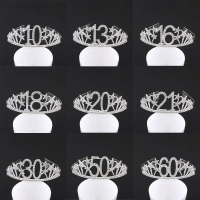 {UTUO} Silver Birthday Tiara Crown Headband for Women Girl Happy 13th 16th 18th 20th 21st 30th 40th 