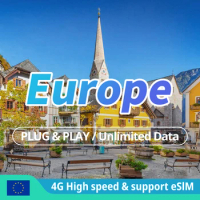 Europe Prepaid SIM Card 4G eSIM Unlimited Internet Sim Card Travel Data SIM Card For Turkey UK Italy France Spain Ireland