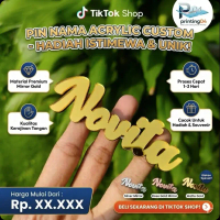 Bros hijab nama sendiri / bros hijab nama custom / bros hijab akrilik / bros hijab akrilik gold silv