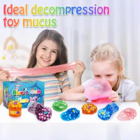 Jelly Cube Slimes Kit Antistress Slimes Kit Children Sensory Relief Toy Non Sticky Crystal Glue Boba Slimes For Kids Party Favor