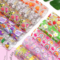 20cm*30cm Jelly Vinyl Rolls Halloween Candy Pumpkin Printed PVC Fabric Leather For Bows Shoes Handbags J1582