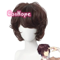 Dazai Osamu Cosplay Wig Short Dark Brown Wig Cosplay Anime Cosplay Wigs Heat Resistant Synthetic Wigs