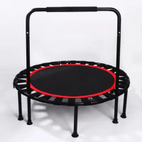 40" Mini Trampoline for Kid Foldable Indoor Garden Toddlers Trampoline with Adjustable Handrail Bearing 100KG Home Gym Rebounder