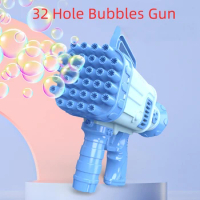 32 Hole Bubbles Gun Kids Toy Rocket Soap Bubble Machine Guns Children Gift Automatic Blower Portable with Light Toy for