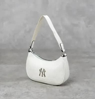Tas MLB NY SILVER LEATHER WHITE HOBO BAG 100% ORIGINAL 24x15x6cm