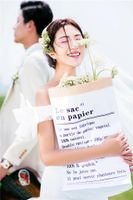 攝影道具拍照裝花袋子旅拍韓式寫真創意花瓶英文字母白色牛皮紙袋