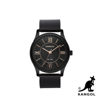 KANGOL 典雅羅馬時標腕錶38mm米蘭帶(黑)-黑框 KG71338