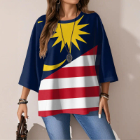 2025 Baju T Shirt Merdeka 68th Malaysia Day Women Fashionable Elegant Crew Neck Design Printing Thre