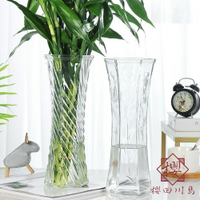 2個裝 玻璃花瓶透明水養富貴竹百合花瓶擺件客廳插花【櫻田川島】