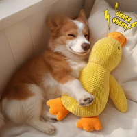 Plush Duck Squeaky Toy Snuggle Buddy For Anxious Pets Chew Resistant Material Anxiety Relief Comfort