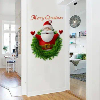 Christmas Wreath Wall Stickers High Quality Christmas Decoration Window Glass Stickers 30x20cm Christmas Wall Sticker Removable