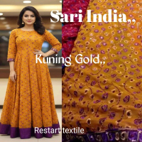 COD/Bahan Kain Sari India Bordir pinggiran/Bahan Pakaian wanita Dress Gamis/Bahan Adem Lembut tebal 