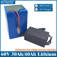 60V 1000W 2000W 3000W 30Ah 40Ah lithium ion eBike Battery Pack Electric Bicycle Scooter Battery +5A Charger