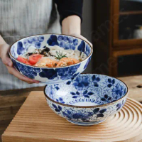 Painting Style Bowl Ceramic Bowls Underglaze Color Style Bowls Sala Fruit Bowls Noodle Bowls Ramen Bowls Soup Bowls Ceramic Bowl