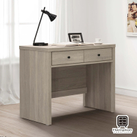 【Hampton 漢汀堡】卡米淺灰色3尺雙抽書桌(書桌/桌子/電腦桌/辦公桌)