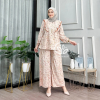 One Set Jewel Rayon Batik Premium Jumbo Rempel Busui Adem Nyaman Atasan Bawahan Wanita Celana Kulot 