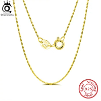 ORSA JEWELS 14K Gold Plated 925 Sterling Silver 0.6mm Bamboo Link Thin Chain for Women Silver Necklace for Pendant Jewelry SC21