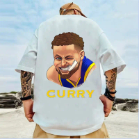 เสื้อยืด ลายเคอร์ ฤดูร้อน แขนสั้น พิมพ์ลายธีม NBA Warriors No. เสื้อฮิปฮอปอเมริกัน ทรงหลวม พลัสไซส์ 