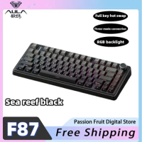 AULA F75 three-mode mechanical keyboard 75% equipped with RGB backlight multi-function knob 4000mAh battery life gaming keyboard
