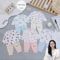 ( Xả ) Bộ Quần Áo Dài Tay Pettit Phối Màu Họa Tiết Cho Bé HN Kids  3-8KG ( Hoạ tiết hình thay đổi th