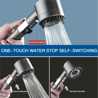 3 Modes of High-pressure Shower Head Booster Nozzle Powerful Water Massage Showerhead One-touch Stop Nozzle Bathroom Accessories