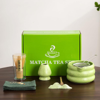 7Pcs Japanese Matcha Tea Set Matcha Kit with Matcha Bowl (with Pouring Spout) Matcha Whisk Whisk Hol