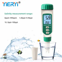 Digital Salinity Meter LCD Backlight Thermometers Water Quality Tester with Detachable Probe for Drinking Water Swimming Pool
