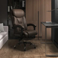 Leather Rotating Office Chair Mobile Chaise Ergonomic Armrest Luxury Arm Office Chair Gaming Silla Oficinas Modern Furniture
