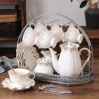 歐式奢華美式陶瓷咖啡杯具壺套裝15頭下午茶茶具金邊整套簡約英式
