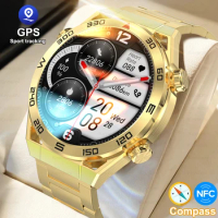 New Golden Watch Ultimate Smart Watch Mens NFC ECG Bluetooth Call GPS Tracking Compass Bracelet Business Smartwatch For Huawei