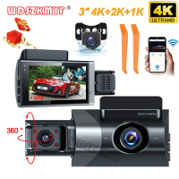 4K Front and Rear View Camera for Vehicle Dash Cam for Cars GPS 3Lens Car Dvr WIFI Video Recorder Parking Monitor Car Assecories