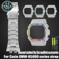 For Casio G-SHOCK Bracelet GMW-B5000 Metal Watch band modified diamond studded Sky Star Men stainless steel Watch case strap