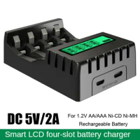 Intelligent Battery Charger With LCD Display 4 Slots Smart Fast Charging For 1.2V AA/AAA Ni-CD Ni-MH Rechargeable Battery