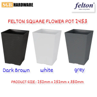 POT BUNGA FELTON SQUARE 2453 - PUTIH / COKLAT GELAP / KELABU PASU BUNGA FELTON 2453 (SAIZ M)