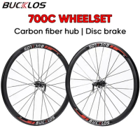 BUCKLOS 700C Wheelset Disc Brake Bicycle Wheel Rims Road Bike Carbon Hub 9*100/10*130mm QR Wheels Set 11 Speed Gravel Bike Parts