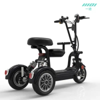Electric Tricycle with Battery Charger Adult Parent-child Travel Folding Three-wheeled Electric Scootercustom