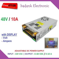0-48V/0-10A Adjustable DC Power Supply with Display Volt Ampere