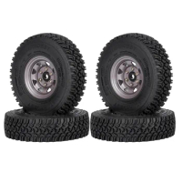4PCS 1.55 Metal Beadlock Wheel Rim Tire Set for 1/10 RC Crawler Car Axial Yeti Jr RC4WD D90 TF2 Tamiya CC01 LC70 MST,2