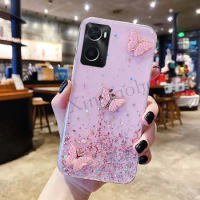 Phone case OPPO A76 A96 4G butterfly Soft Transparent Bling Glitter OPPO A76 A96 4G