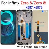 Black 6.85 Inch For Infinix Zero 8 X687 / Zero 8i X687B LCD Display Touch Screen Digitizer Assembly Replace / With Frame