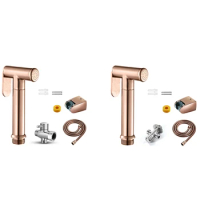 Toilet Bidet Faucets Rose Gold Brass Only Cold Corner Valve Wall Handheld Hygienic Shower Head With Hose And Holder