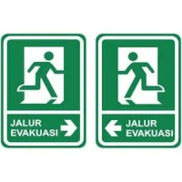 CUSTOM. SIGN RAMBU K3 AKRILIK JALUR EVAKUASI UKURAN 20 X 30 CM