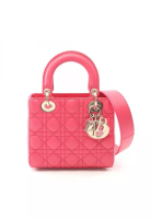 Christian Dior Pre-Loved Christian Dior lady dior Small Canage Handbag leather Pink purple 2WAY